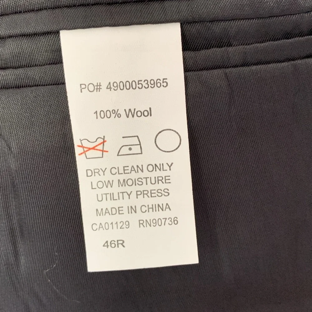 Calvin Klein Men Sport Coat Suit Blazer 2 Button Black Wool‎ Natural Stretch 46R